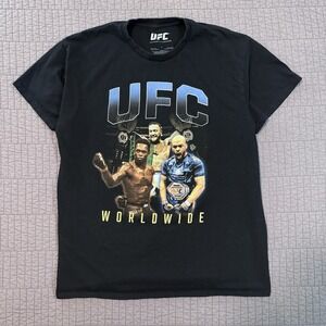 UFC Worldwide T‎ Shirt Men Large Black McGregor Adesanya Jon Jones MMA Champions